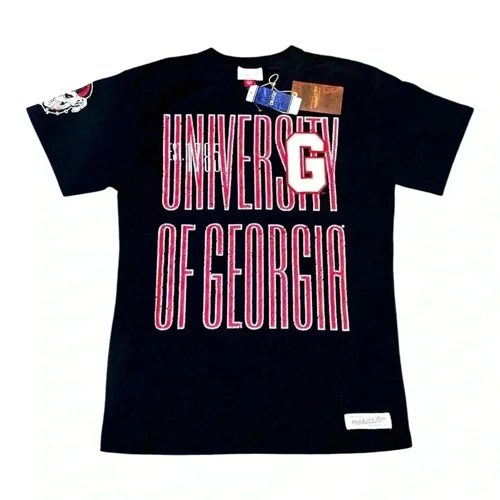 Mitchell & Ness Men's Black Georgia Bulldogs Team OG Premium T-Shirt. NWT